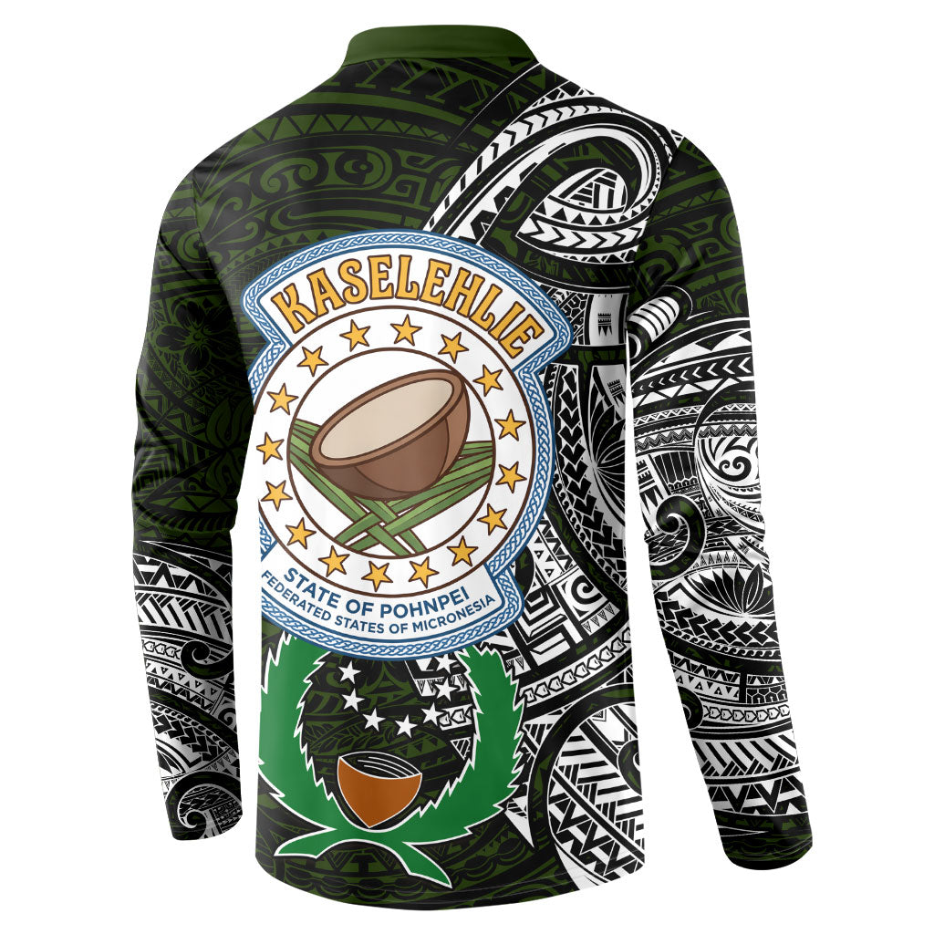 Pohnpei Federated States Of Micronesia Button Sweatshirt Polynesian Tribal Heritage Art With Kaselehlie State Seal
