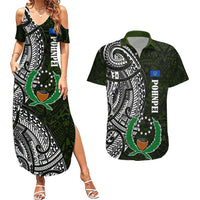 Pohnpei Federated States Of Micronesia Couples Matching Summer Maxi Dress and Hawaiian Shirt Polynesian Tribal Heritage Art With Kaselehlie State Seal