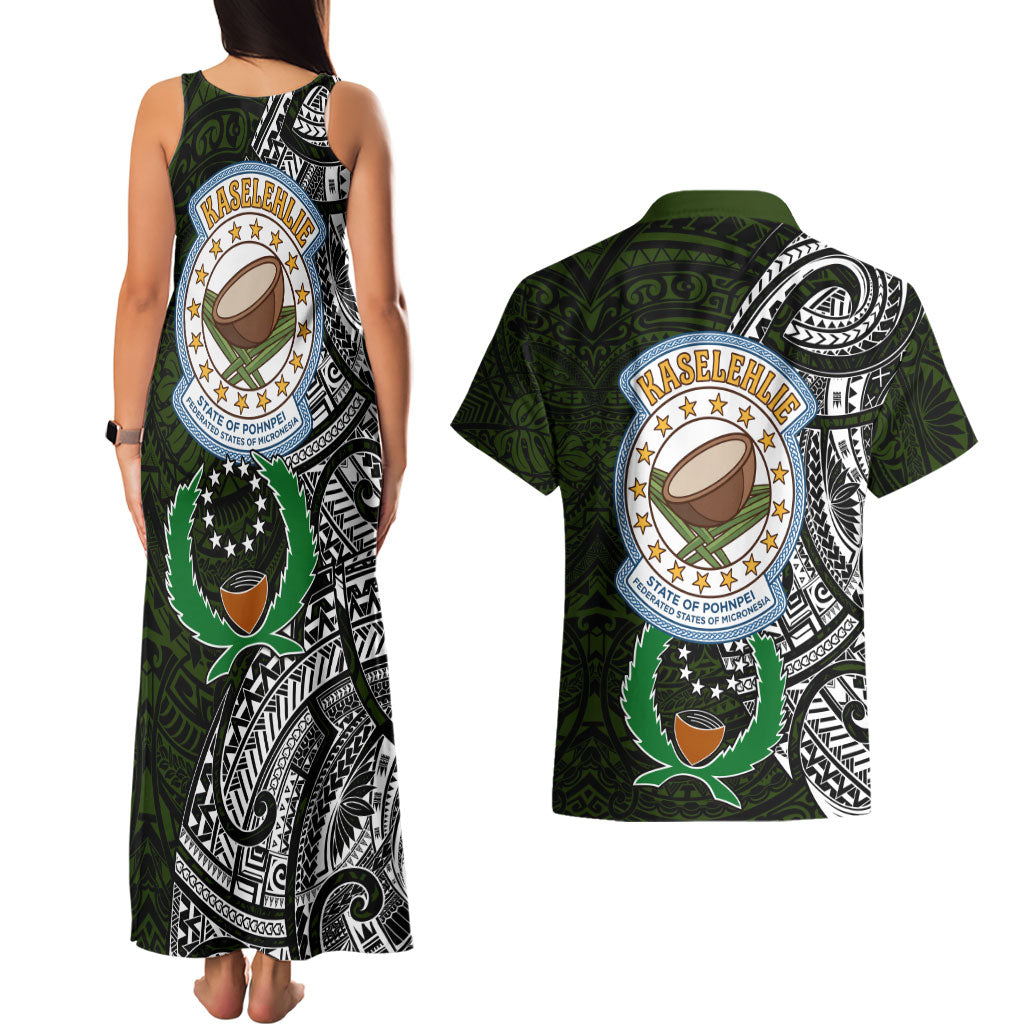 Pohnpei Federated States Of Micronesia Couples Matching Tank Maxi Dress and Hawaiian Shirt Polynesian Tribal Heritage Art With Kaselehlie State Seal TS04 - Polynesian Pride