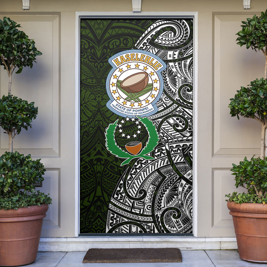 Pohnpei Federated States Of Micronesia Door Cover Polynesian Tribal Heritage Art With Kaselehlie State Seal