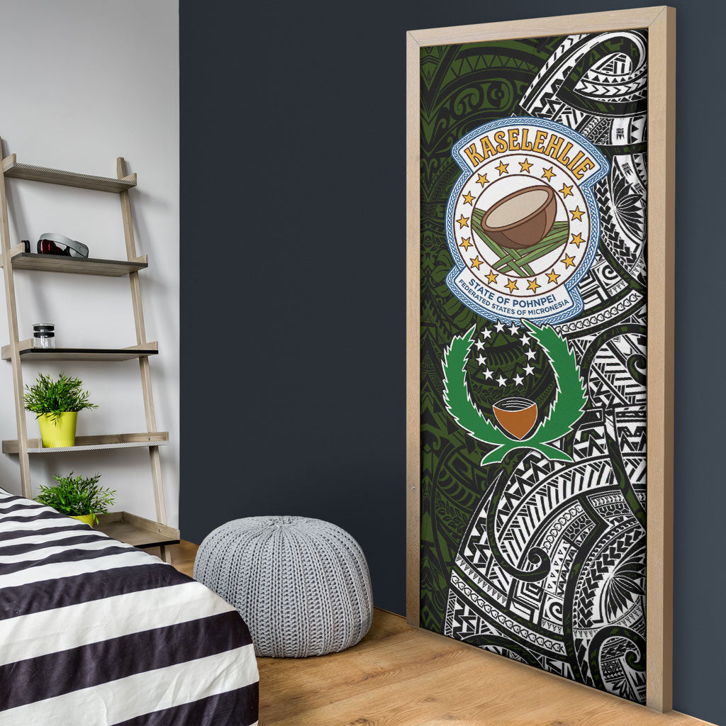 Pohnpei Federated States Of Micronesia Door Cover Polynesian Tribal Heritage Art With Kaselehlie State Seal