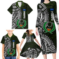 Pohnpei Federated States Of Micronesia Family Matching Long Sleeve Bodycon Dress and Hawaiian Shirt Polynesian Tribal Heritage Art With Kaselehlie State Seal