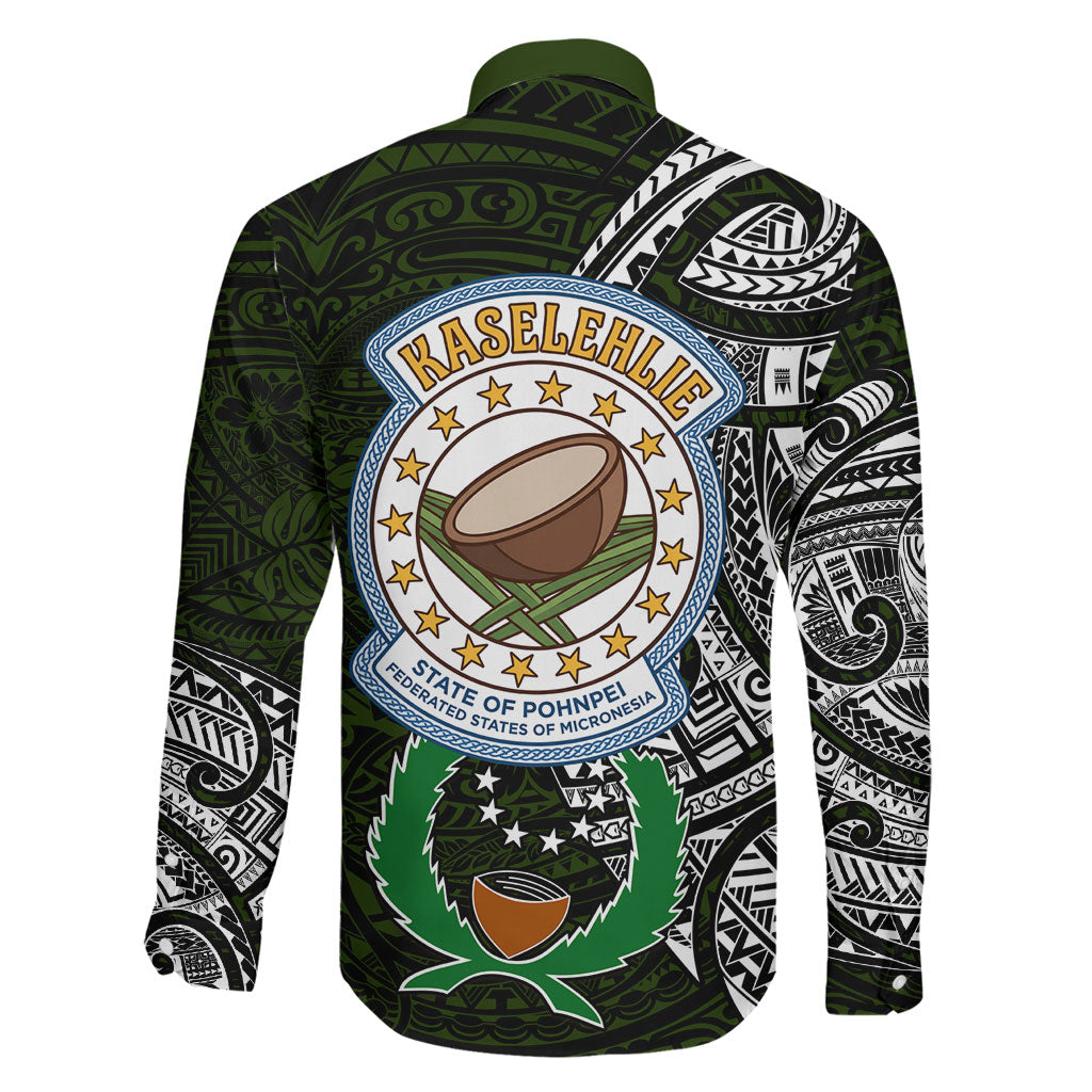 Pohnpei Federated States Of Micronesia Family Matching Long Sleeve Bodycon Dress and Hawaiian Shirt Polynesian Tribal Heritage Art With Kaselehlie State Seal
