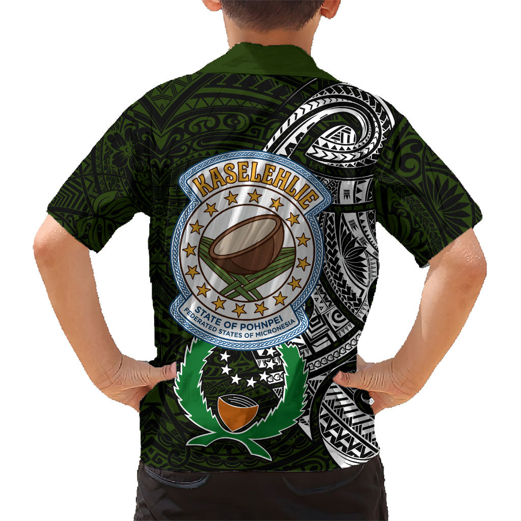 Pohnpei Federated States Of Micronesia Family Matching Off Shoulder Maxi Dress and Hawaiian Shirt Polynesian Tribal Heritage Art With Kaselehlie State Seal TS04 - Polynesian Pride