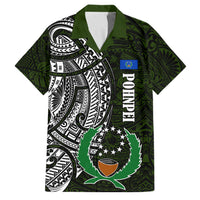 Pohnpei Federated States Of Micronesia Family Matching Puletasi and Hawaiian Shirt Polynesian Tribal Heritage Art With Kaselehlie State Seal TS04 Dad's Shirt - Short Sleeve Green White - Polynesian Pride