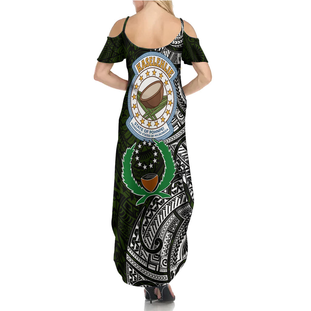 Pohnpei Federated States Of Micronesia Family Matching Summer Maxi Dress and Hawaiian Shirt Polynesian Tribal Heritage Art With Kaselehlie State Seal