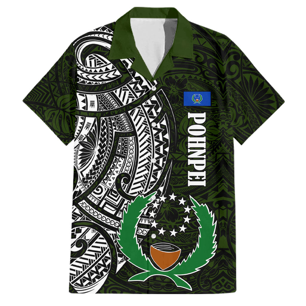Pohnpei Federated States Of Micronesia Family Matching Tank Maxi Dress and Hawaiian Shirt Polynesian Tribal Heritage Art With Kaselehlie State Seal