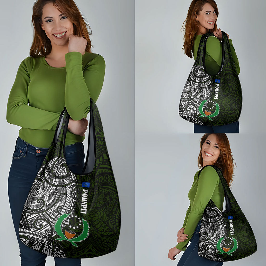 Pohnpei Federated States Of Micronesia Grocery Bag Polynesian Tribal Heritage Art With Kaselehlie State Seal