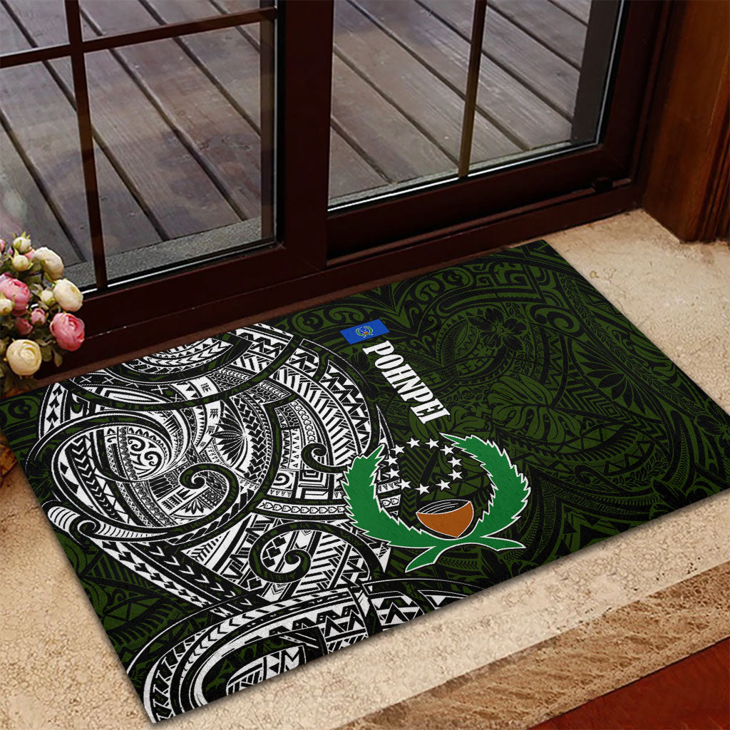Pohnpei Federated States Of Micronesia Rubber Doormat Polynesian Tribal Heritage Art With Kaselehlie State Seal