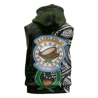 Pohnpei Federated States Of Micronesia Sleeveless Hoodie Polynesian Tribal Heritage Art With Kaselehlie State Seal