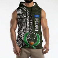 Pohnpei Federated States Of Micronesia Sleeveless Zip Hoodie Polynesian Tribal Heritage Art With Kaselehlie State Seal