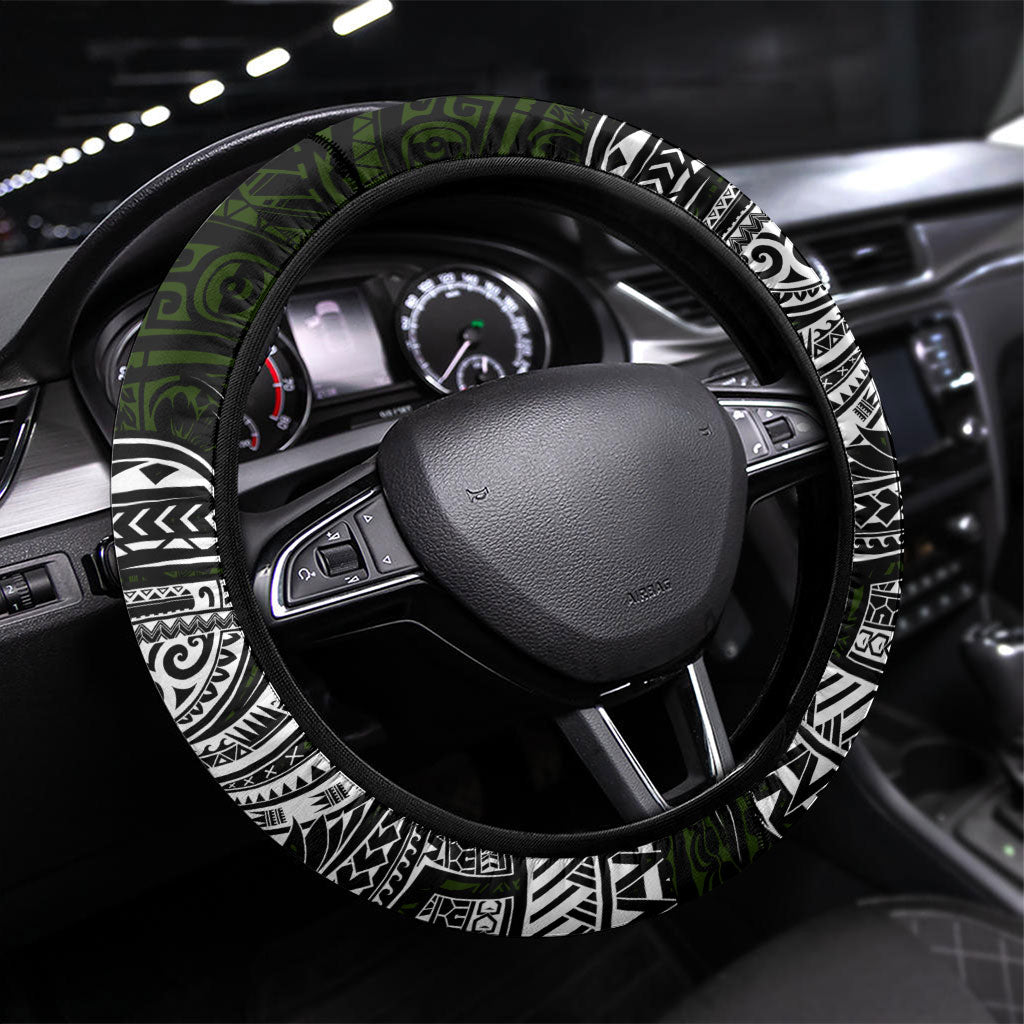 Pohnpei Federated States Of Micronesia Steering Wheel Cover Polynesian Tribal Heritage Art With Kaselehlie State Seal
