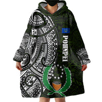 Pohnpei Federated States Of Micronesia Wearable Blanket Hoodie Polynesian Tribal Heritage Art With Kaselehlie State Seal