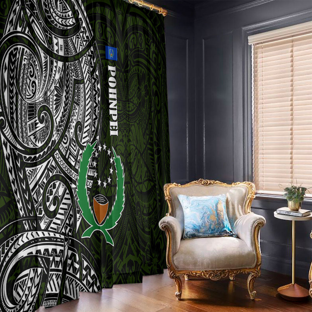 Pohnpei Federated States Of Micronesia Window Curtain Polynesian Tribal Heritage Art With Kaselehlie State Seal