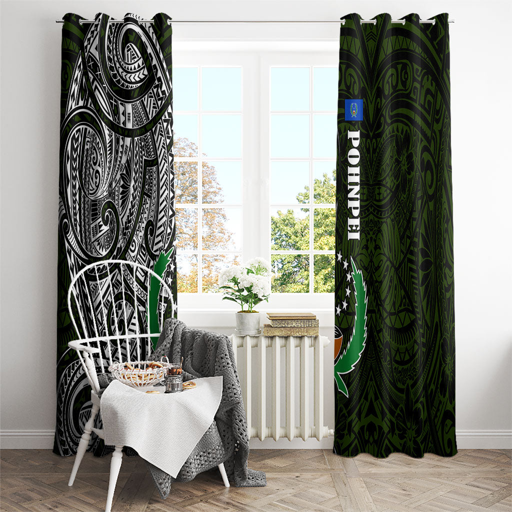 Pohnpei Federated States Of Micronesia Window Curtain Polynesian Tribal Heritage Art With Kaselehlie State Seal