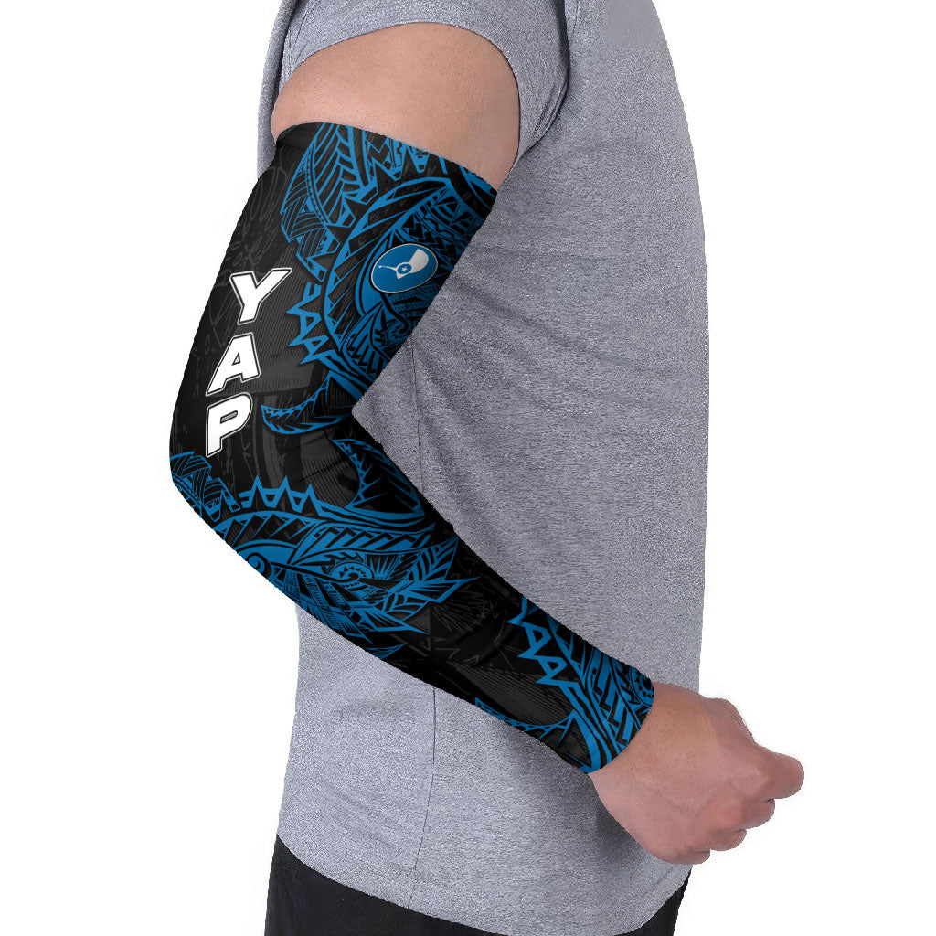 Yap Island Tribal Heritage Arm Sleeves Micronesian Polynesian Tattoo Pattern Blue Black Cultural Art