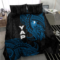 Yap Island Tribal Heritage Bedding Set Micronesian Polynesian Tattoo Pattern Blue Black Cultural Art