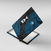 Yap Island Tribal Heritage Canvas Wall Art Micronesian Polynesian Tattoo Pattern Blue Black Cultural Art
