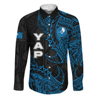 Yap Island Tribal Heritage Family Matching Summer Maxi Dress and Hawaiian Shirt Micronesian Polynesian Tattoo Pattern Blue Black Cultural Art