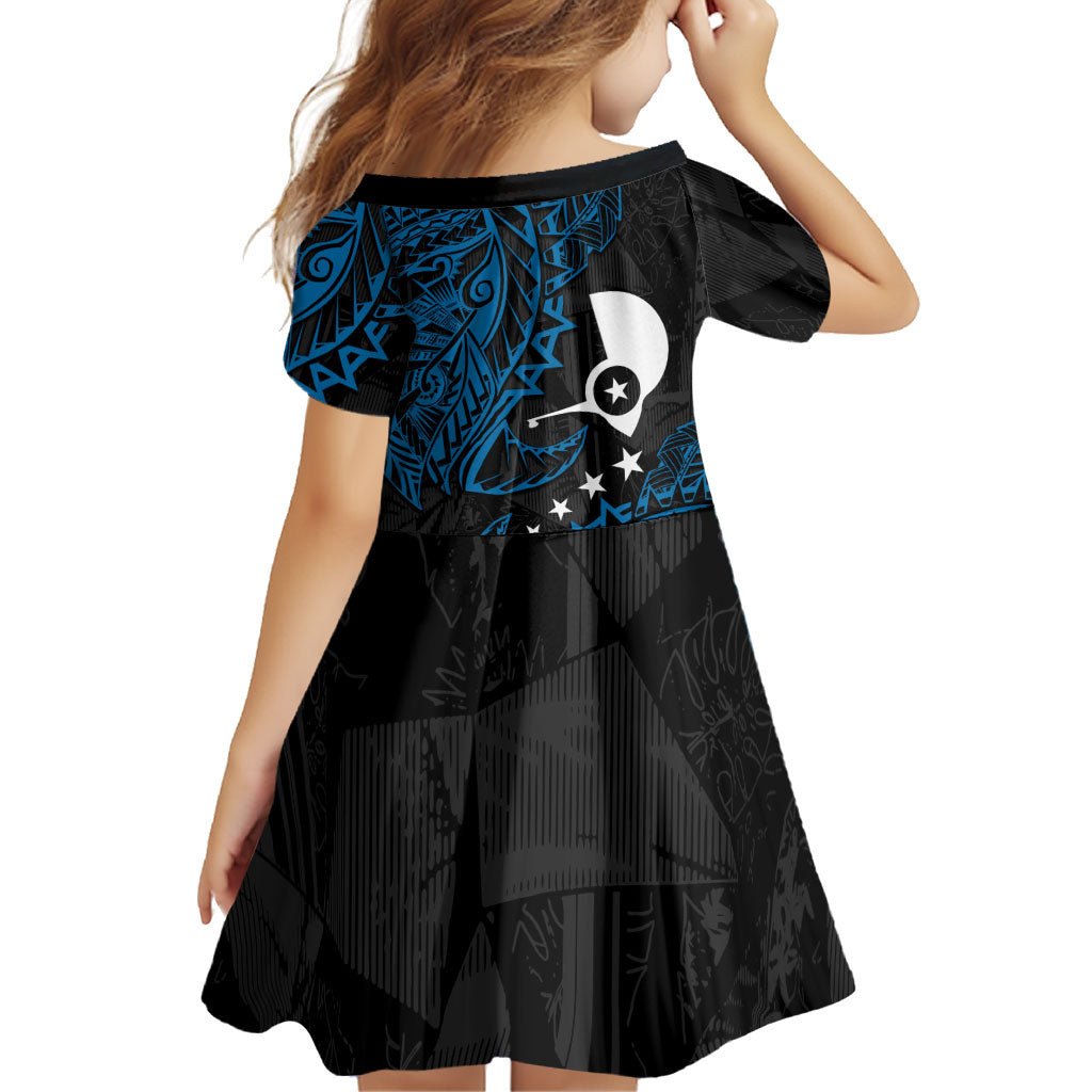 Yap Island Tribal Heritage Family Matching Tank Maxi Dress and Hawaiian Shirt Micronesian Polynesian Tattoo Pattern Blue Black Cultural Art