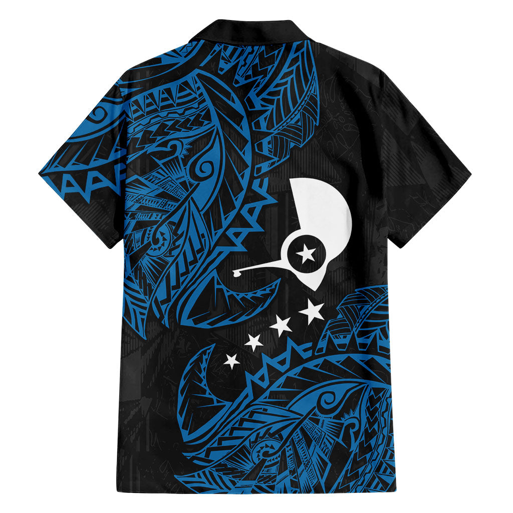 Yap Island Tribal Heritage Family Matching Tank Maxi Dress and Hawaiian Shirt Micronesian Polynesian Tattoo Pattern Blue Black Cultural Art