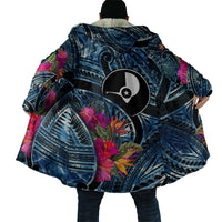 Yap Day Island Floral Tribal Heritage Cloak Micronesian Hibiscus Pattern Polynesian Tattoo Blue Art