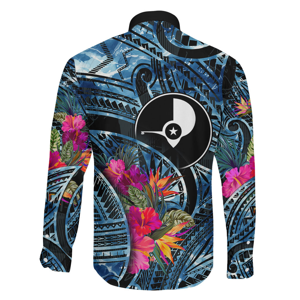 Yap Day Island Floral Tribal Heritage Family Matching Tank Maxi Dress and Hawaiian Shirt Micronesian Hibiscus Pattern Polynesian Tattoo Blue Art