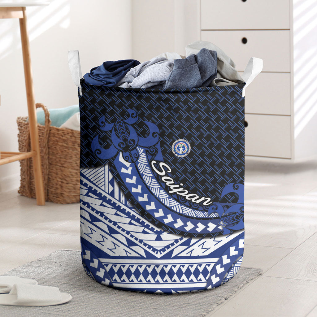 Northern Mariana Islands Saipan Laundry Basket Polynesian Tribal Pattern - Commonwealth Seal Art