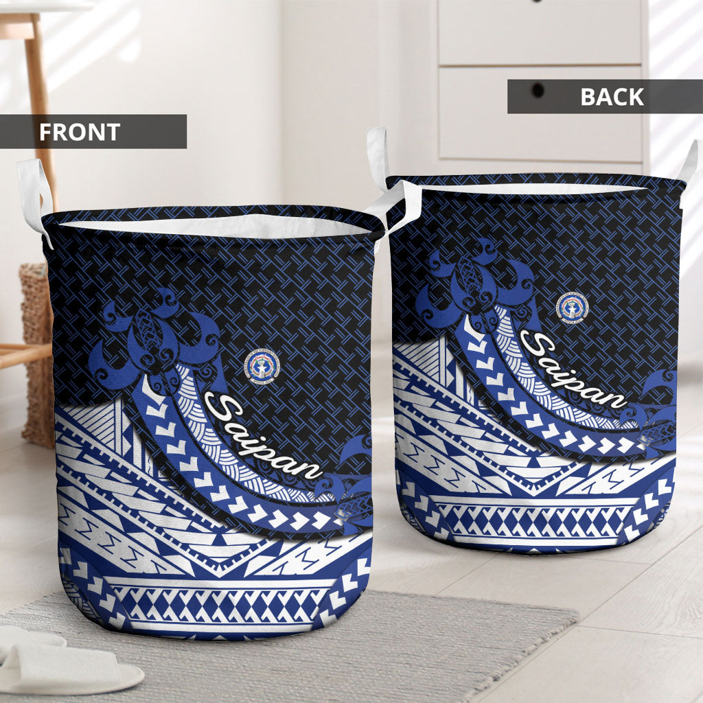 Northern Mariana Islands Saipan Laundry Basket Polynesian Tribal Pattern - Commonwealth Seal Art