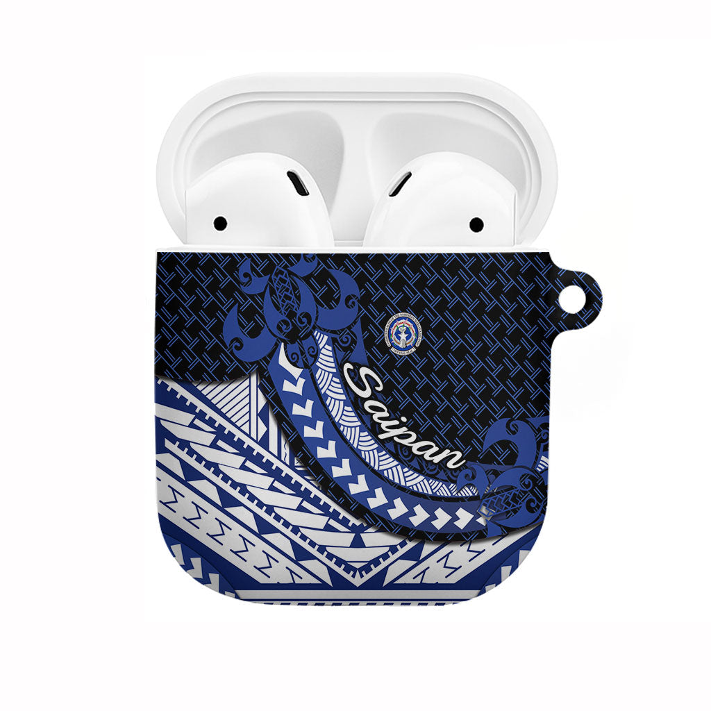 Northern Mariana Islands Saipan AirPods Case Polynesian Tribal Pattern - Commonwealth Seal Art