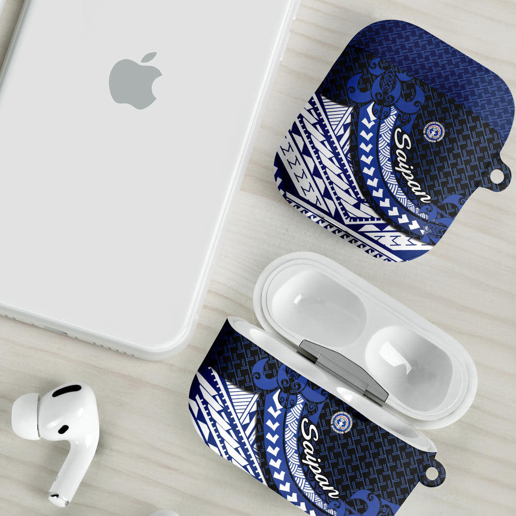 Northern Mariana Islands Saipan AirPods Case Polynesian Tribal Pattern - Commonwealth Seal Art
