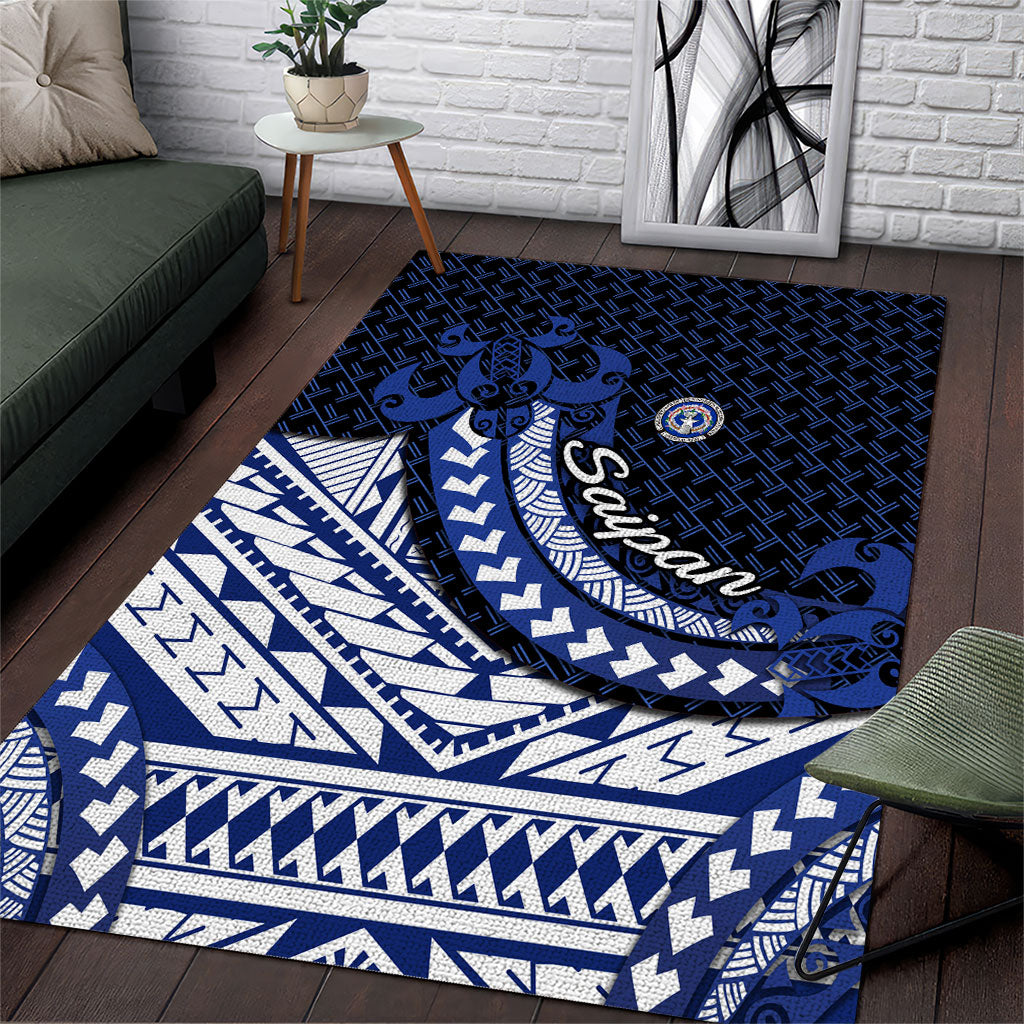 Northern Mariana Islands Saipan Area Rug Polynesian Tribal Pattern - Commonwealth Seal Art