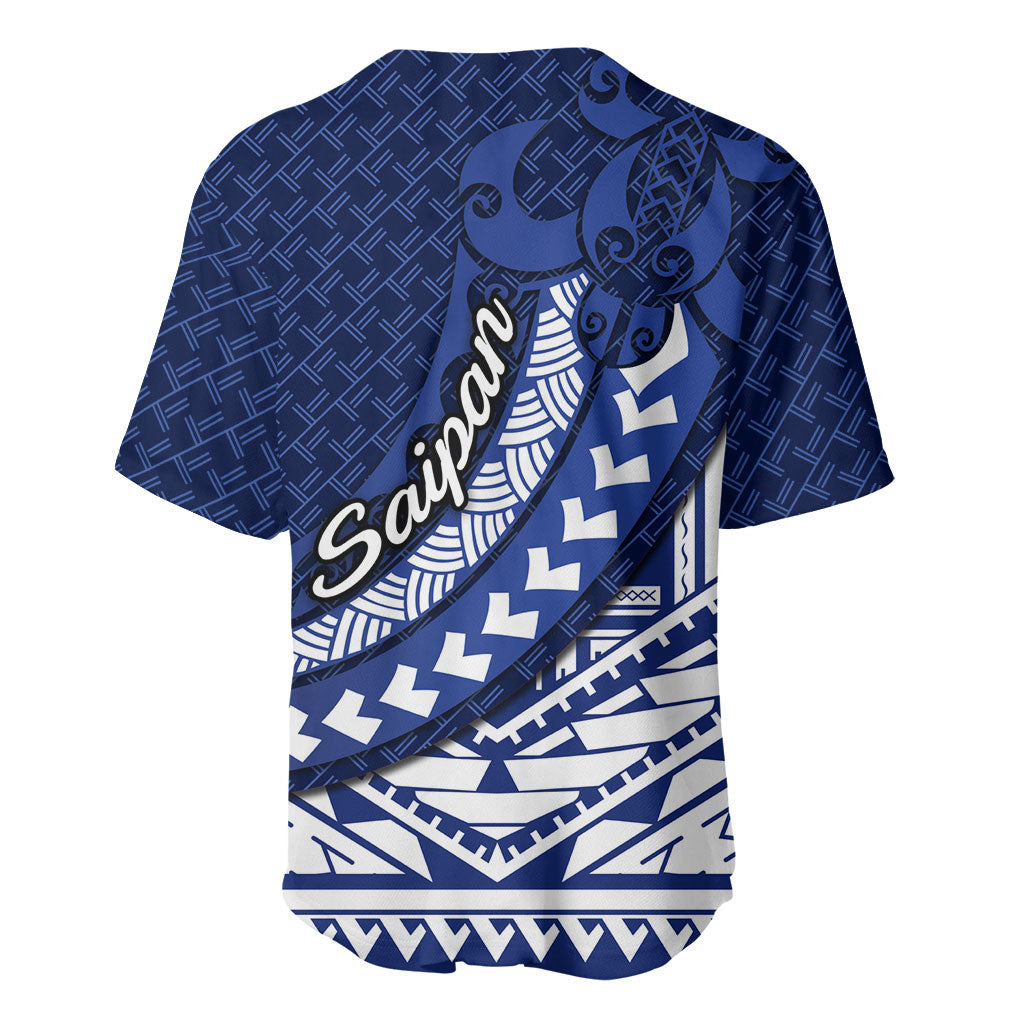 Northern Mariana Islands Saipan Baseball Jersey Polynesian Tribal Pattern - Commonwealth Seal Art