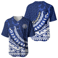 Northern Mariana Islands Saipan Baseball Jersey Polynesian Tribal Pattern - Commonwealth Seal Art