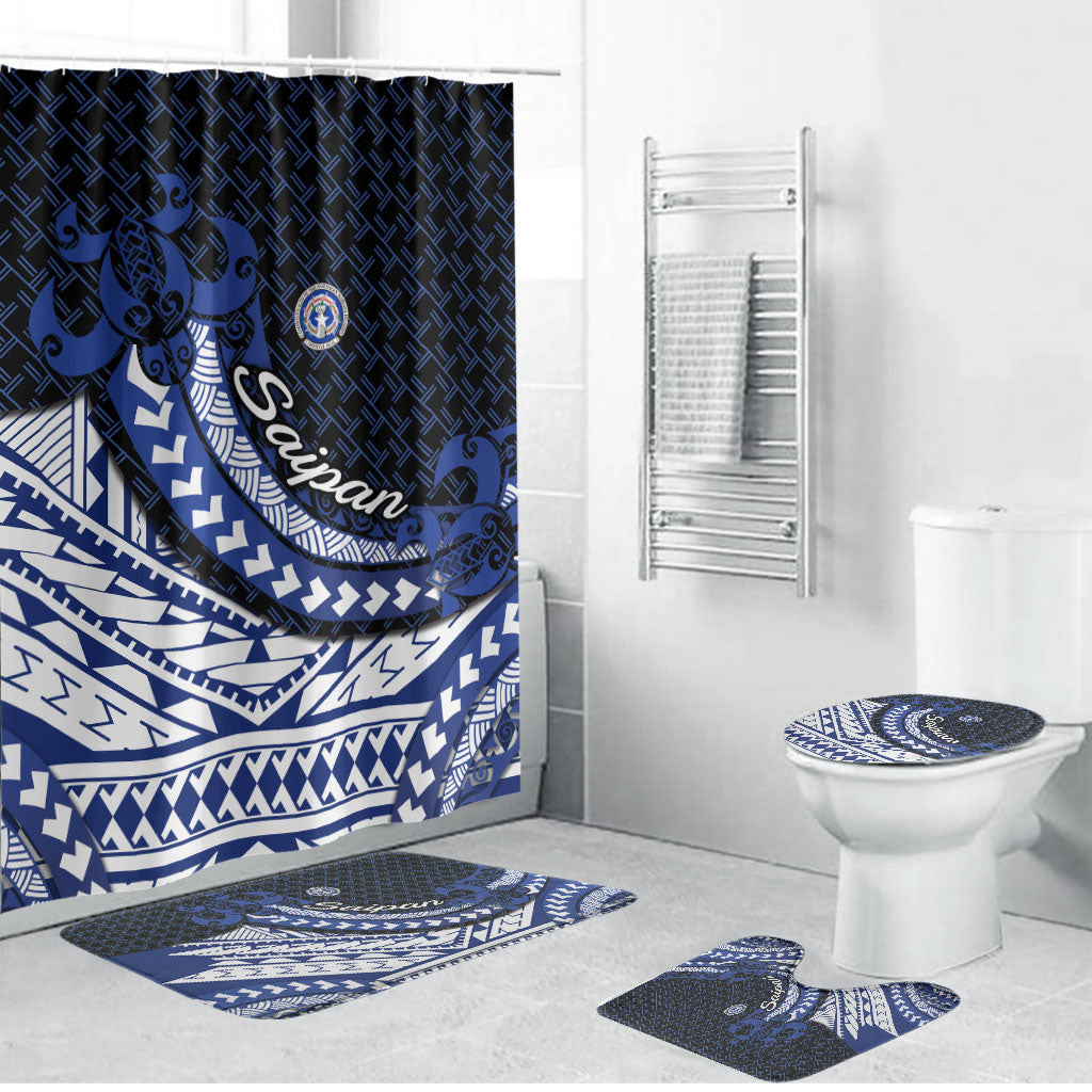 Northern Mariana Islands Saipan Bathroom Set Polynesian Tribal Pattern - Commonwealth Seal Art