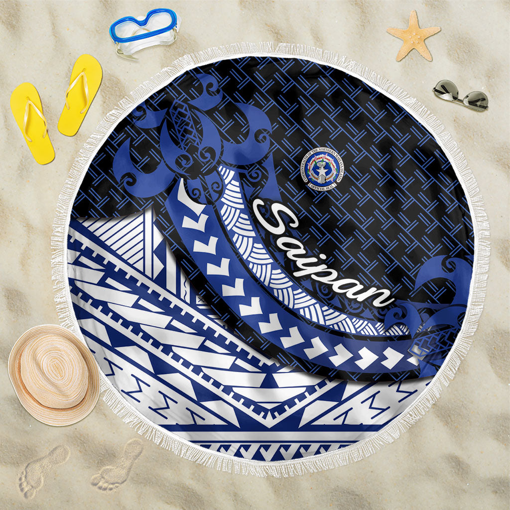 Northern Mariana Islands Saipan Beach Blanket Polynesian Tribal Pattern - Commonwealth Seal Art