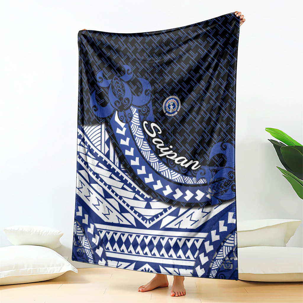 Northern Mariana Islands Saipan Blanket Polynesian Tribal Pattern - Commonwealth Seal Art