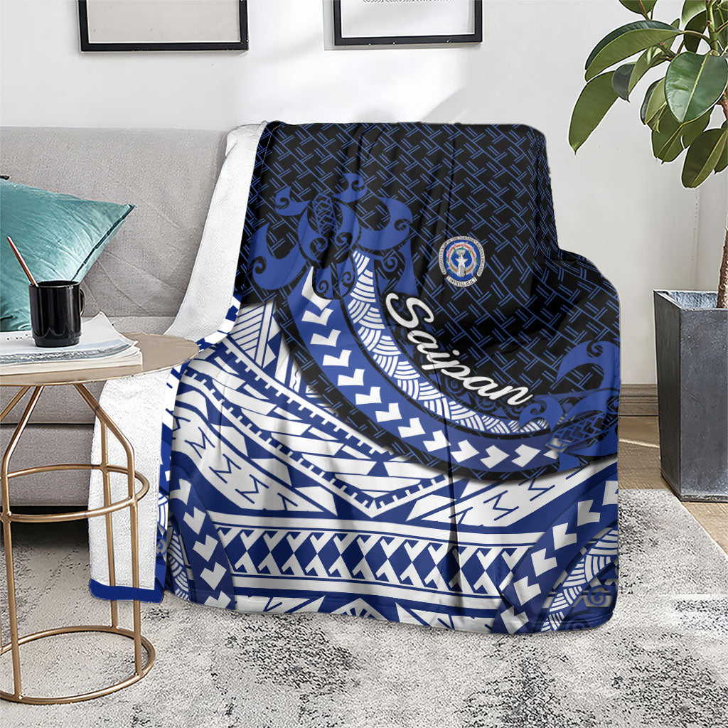 Northern Mariana Islands Saipan Blanket Polynesian Tribal Pattern - Commonwealth Seal Art