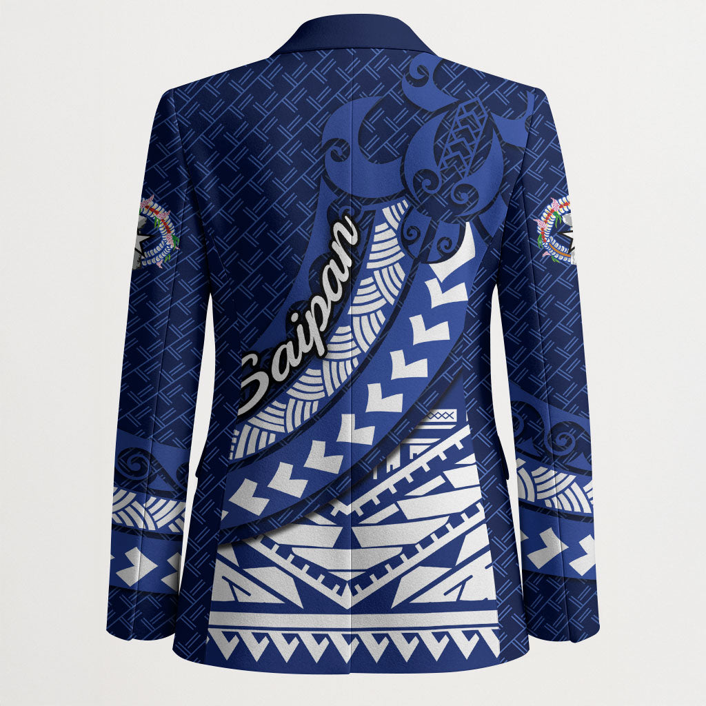 Northern Mariana Islands Saipan Blazer Polynesian Tribal Pattern - Commonwealth Seal Art
