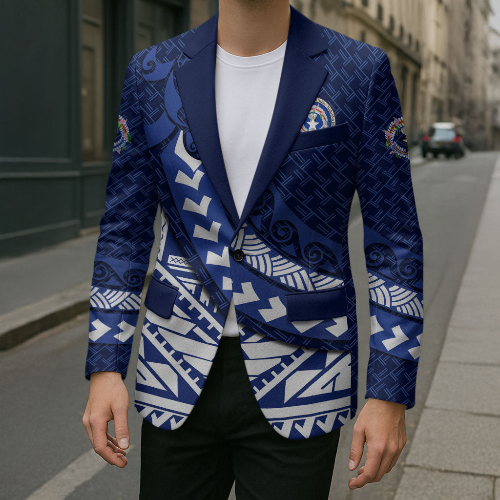 Northern Mariana Islands Saipan Blazer Polynesian Tribal Pattern - Commonwealth Seal Art