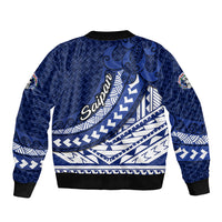 Northern Mariana Islands Saipan Bomber Jacket Polynesian Tribal Pattern - Commonwealth Seal Art
