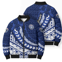 Northern Mariana Islands Saipan Bomber Puffer Jacket Polynesian Tribal Pattern - Commonwealth Seal Art