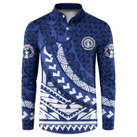 Northern Mariana Islands Saipan Button Sweatshirt Polynesian Tribal Pattern - Commonwealth Seal Art