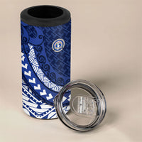 Northern Mariana Islands Saipan 4 in 1 Can Cooler Tumbler Polynesian Tribal Pattern - Commonwealth Seal Art