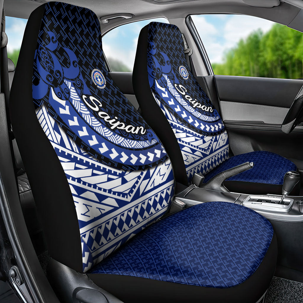 Northern Mariana Islands Saipan Car Seat Cover Polynesian Tribal Pattern - Commonwealth Seal Art
