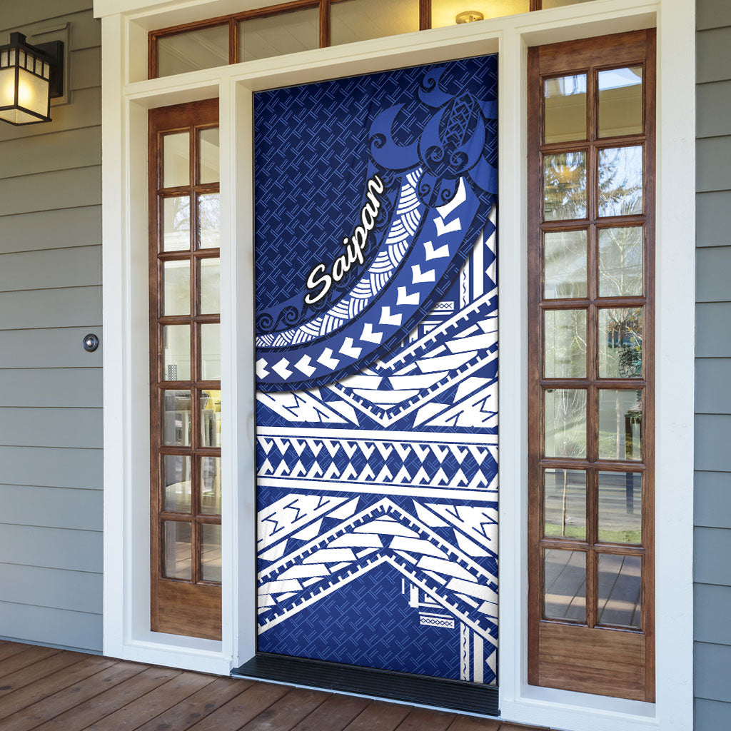 Northern Mariana Islands Saipan Door Cover Polynesian Tribal Pattern - Commonwealth Seal Art