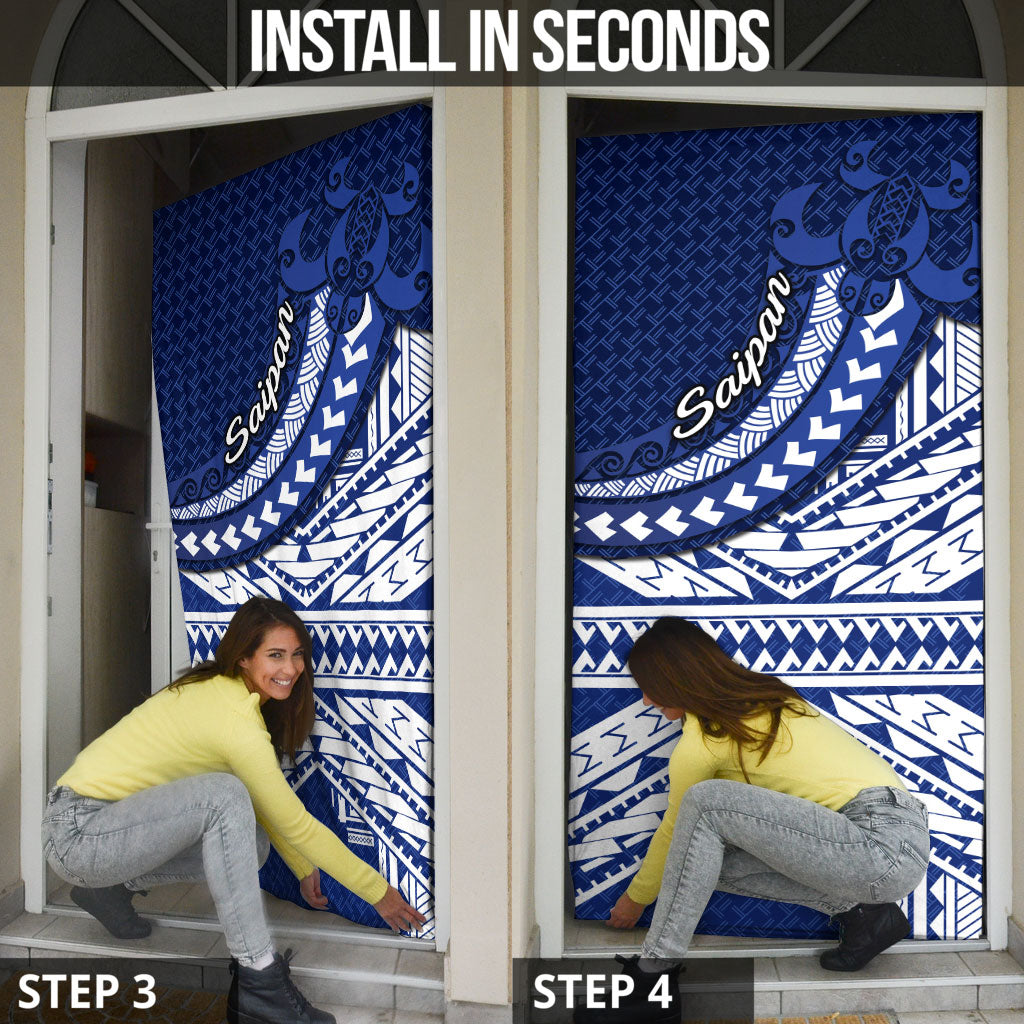 Northern Mariana Islands Saipan Door Cover Polynesian Tribal Pattern - Commonwealth Seal Art