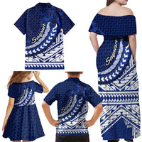 Northern Mariana Islands Saipan Family Matching Off Shoulder Maxi Dress and Hawaiian Shirt Polynesian Tribal Pattern - Commonwealth Seal Art TS04 - Polynesian Pride