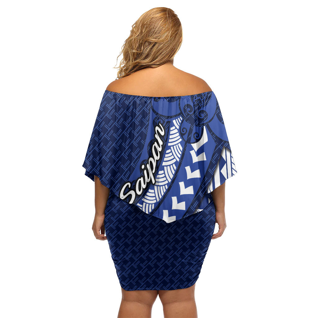 Northern Mariana Islands Saipan Family Matching Off Shoulder Short Dress and Hawaiian Shirt Polynesian Tribal Pattern - Commonwealth Seal Art TS04 - Polynesian Pride