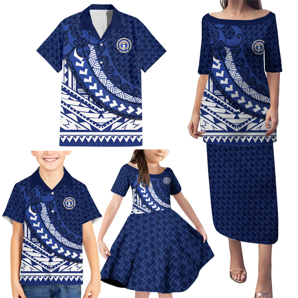 Northern Mariana Islands Saipan Family Matching Puletasi and Hawaiian Shirt Polynesian Tribal Pattern - Commonwealth Seal Art TS04 - Polynesian Pride